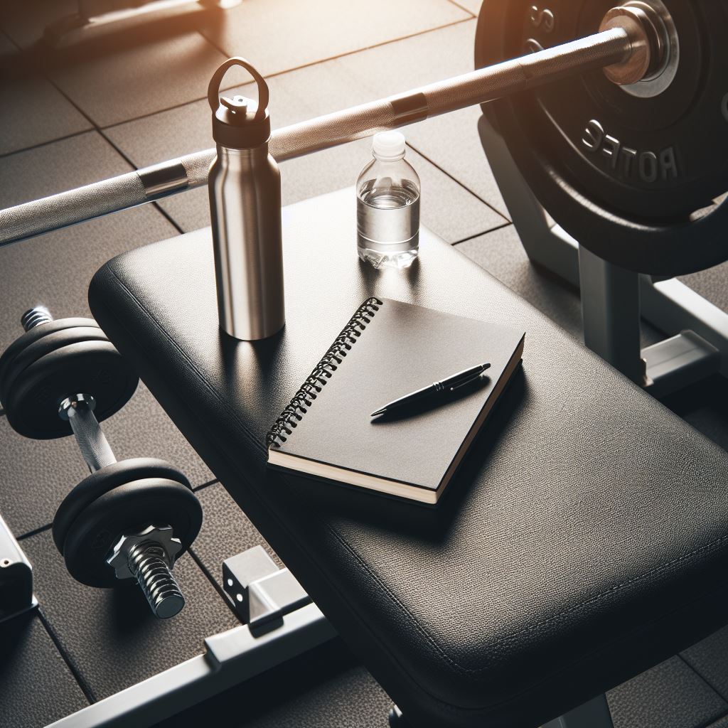 Libreta y bolígrafo en el gimnasio